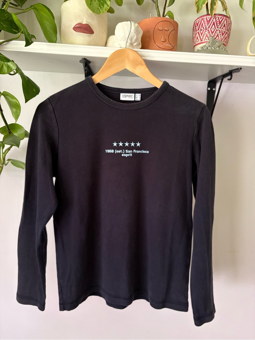 Esprit Black Tee with Light Blue Star Graphic